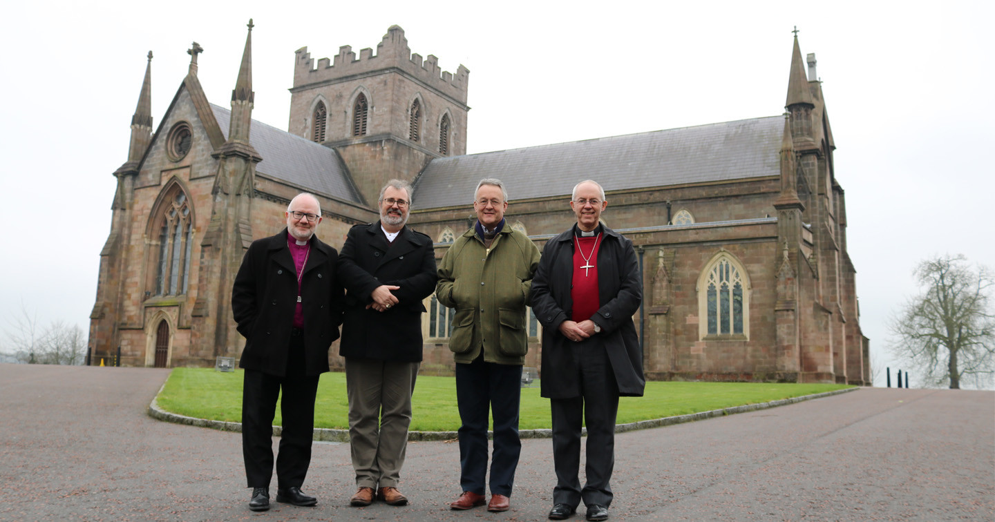 Archbishop Richard Clarke (Church of Ireland), Primus Mark Strange (Scottish Episcopal Church), Archbishop John Davies (Church in Wales) and Archbishop Justin Welby (Church of England) pictured at St Patrick’s Cathedral, Armagh, at the close of their meeting.