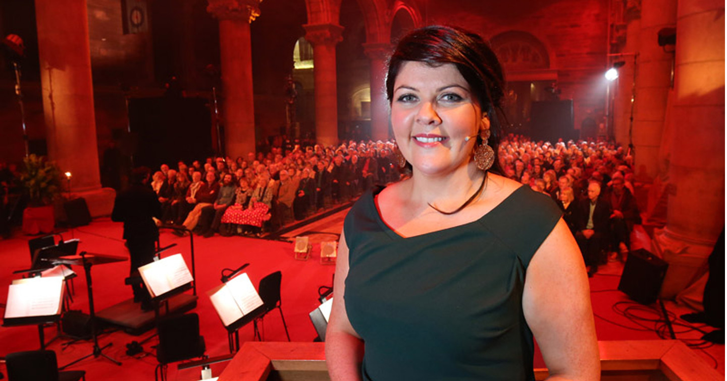 St Patrick’s Day Concert host Lynette Fay at the recording in Belfast Cathedral. The concert will be broadcast on BBC Two Northern Ireland and BBC Radio Ulster on Saturday March 17 at 9pm. Photo: Press Eye/Darren Kidd.