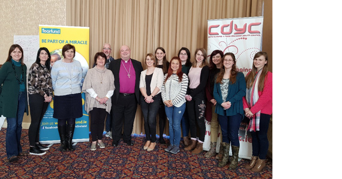 Youth leaders from Cork, Cloyne and Ross with Emma and Gemma from Tearfund Ireland, with Bishop Paul and Mrs Susan Colton who dropped in to see what was going on at the youth leaders weekend.