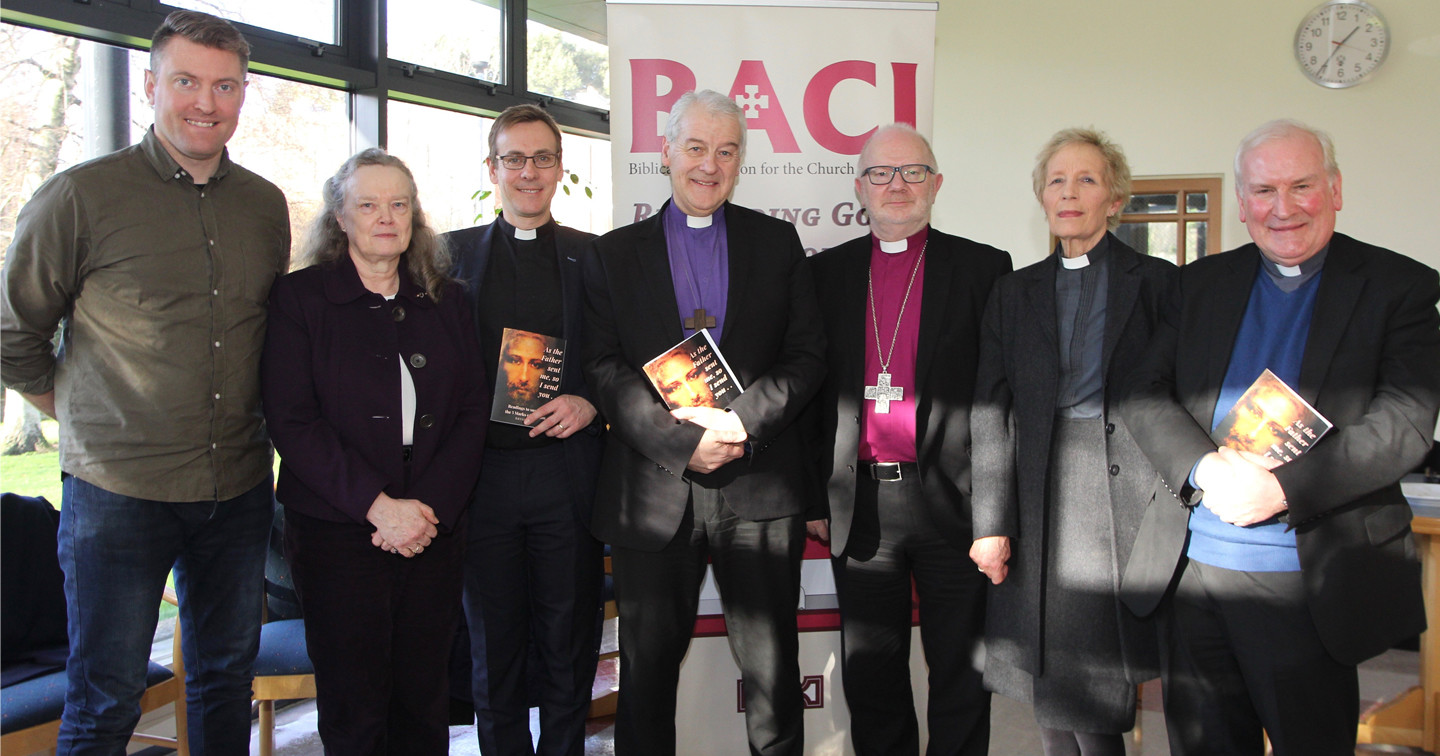 Philip McKinley, Barbara Bergin, the Revd Dr William Olhausen, Archbishop Michael Jackson, Archbishop Richard Clarke, Canon Dr Ginnie Kennerley and Canon Paul Houston at the launch of BACI’s 2018 Lent studies.
