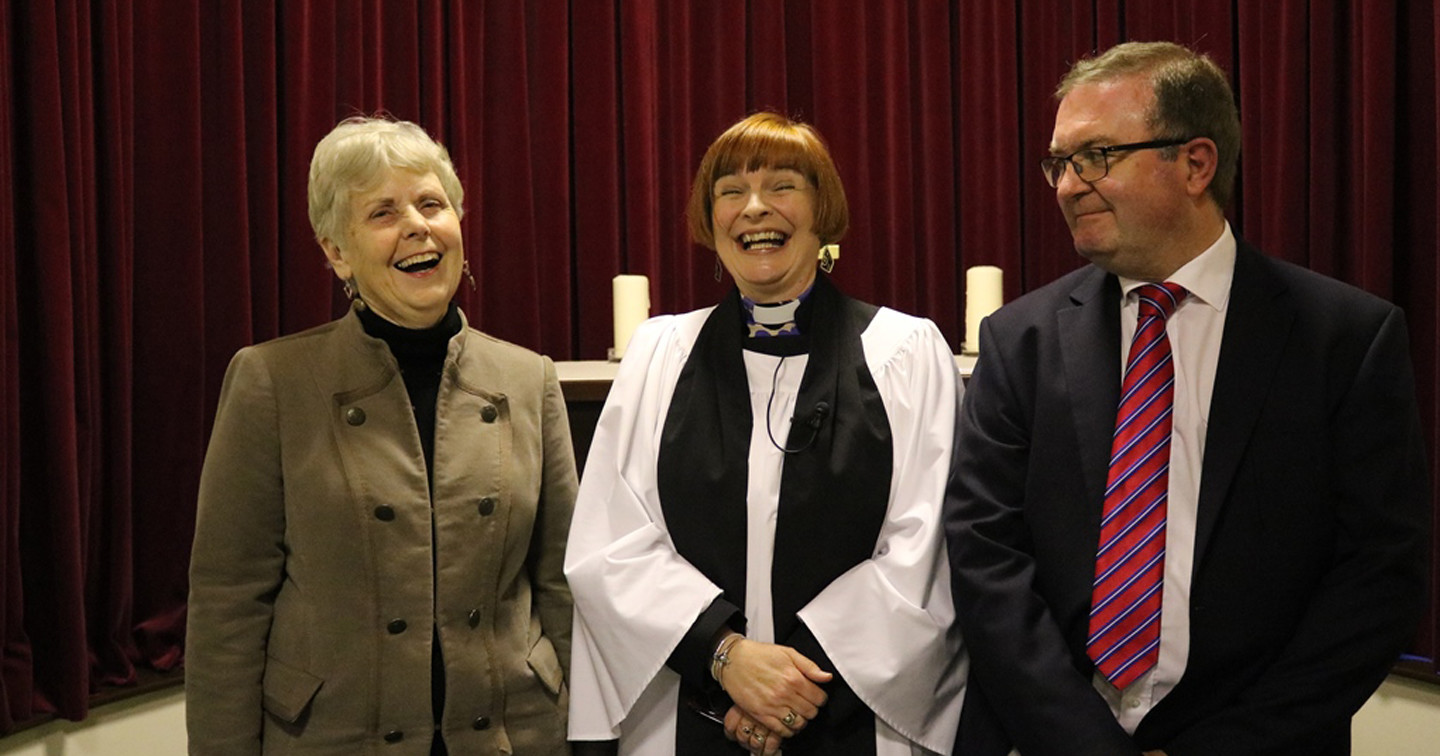 People’s warden Audrey Healey, the Revd Emma Rutherford and rector’s warden Ian Johnston.