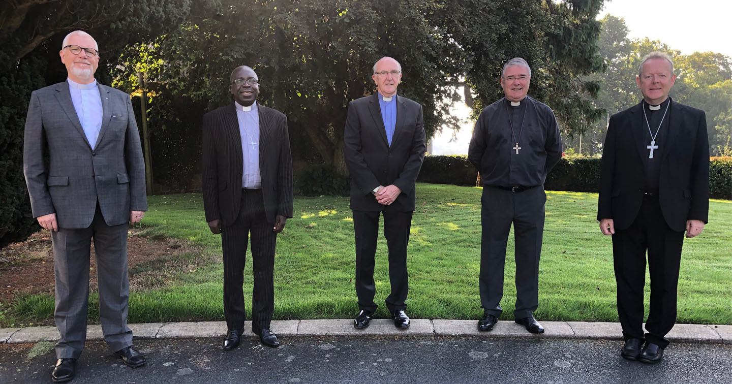 From left: the Rt Revd Dr David Bruce (Moderator of the General Assembly of the Presbyterian Church in Ireland); the Revd Dr Sahr Yambasu (President of the Methodist Church in Ireland); the Very Revd Dr Ivan Patterson (President of the Irish Council of Churches); the Most Revd John McDowell (Church of Ireland Archbishop of Armagh); and the Most Revd Eamon Martin (Roman Catholic Archbishop of Armagh).