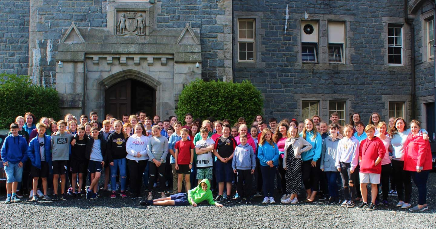 Young people and their leaders at the Connor Takes the Castle youth weekend in Castlewellan.