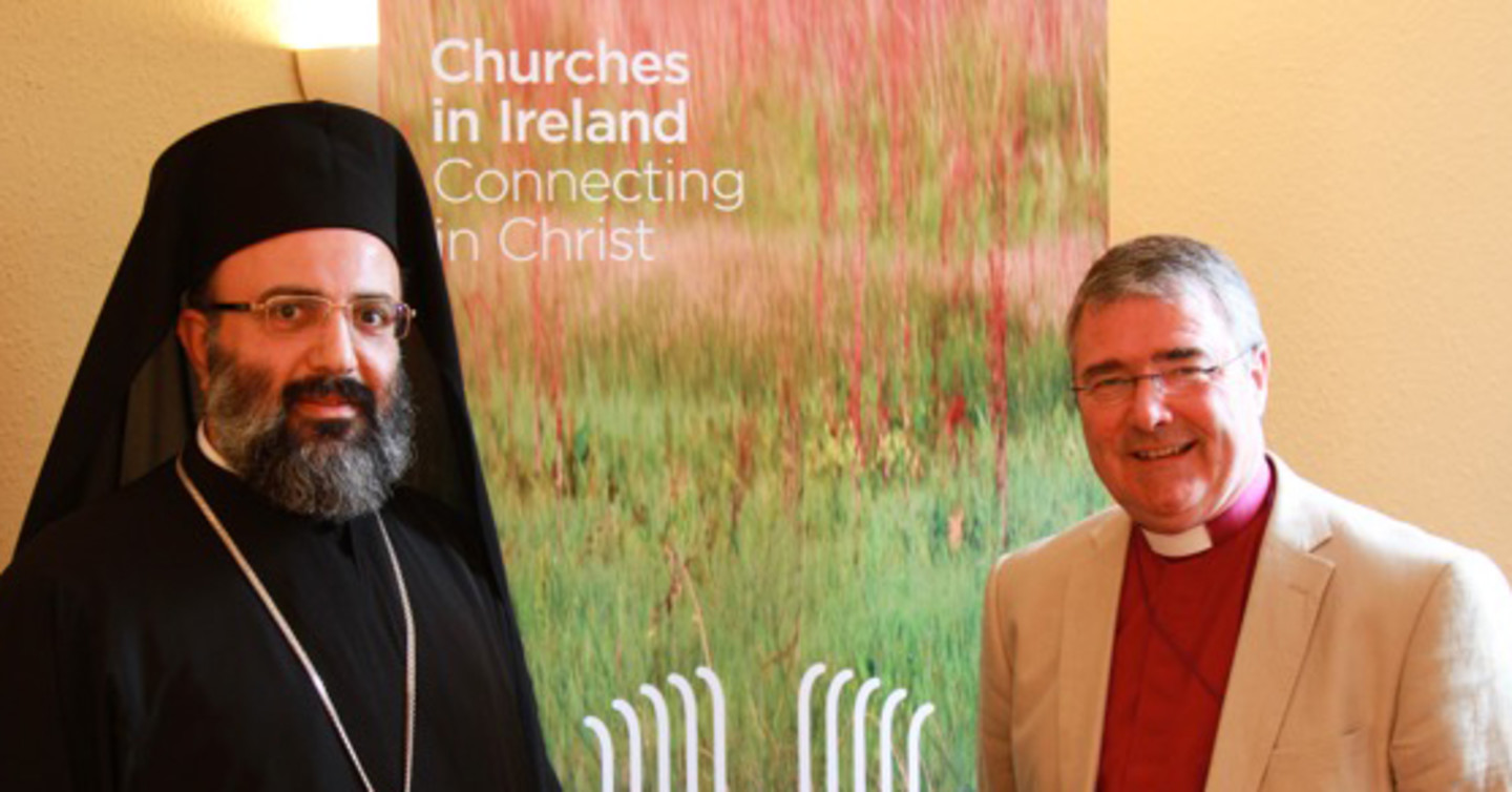 His Eminence Metropolitan Silouan with the Rt Revd John McDowell, Bishop of Clogher and President of the Irish Council of Churches. Credit: Keith Brady.