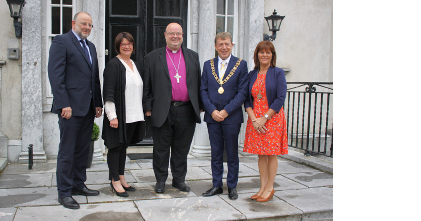 Courtesy call to the Bishop’s Palace (left to right): Mr Pat Ledwidge, Mrs Susan Colton, Dr Paul Colton, the Lord Mayor of Cork, and the Lady Mayoress. (Photo: Sam Wynn).