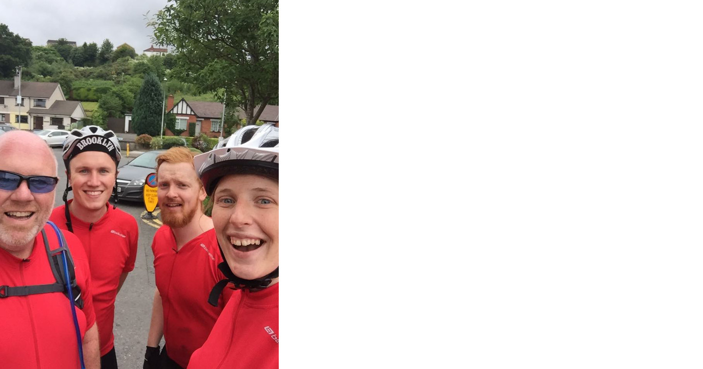 Belfast to Dublin–Mount Merrion cyclists cross the finish line