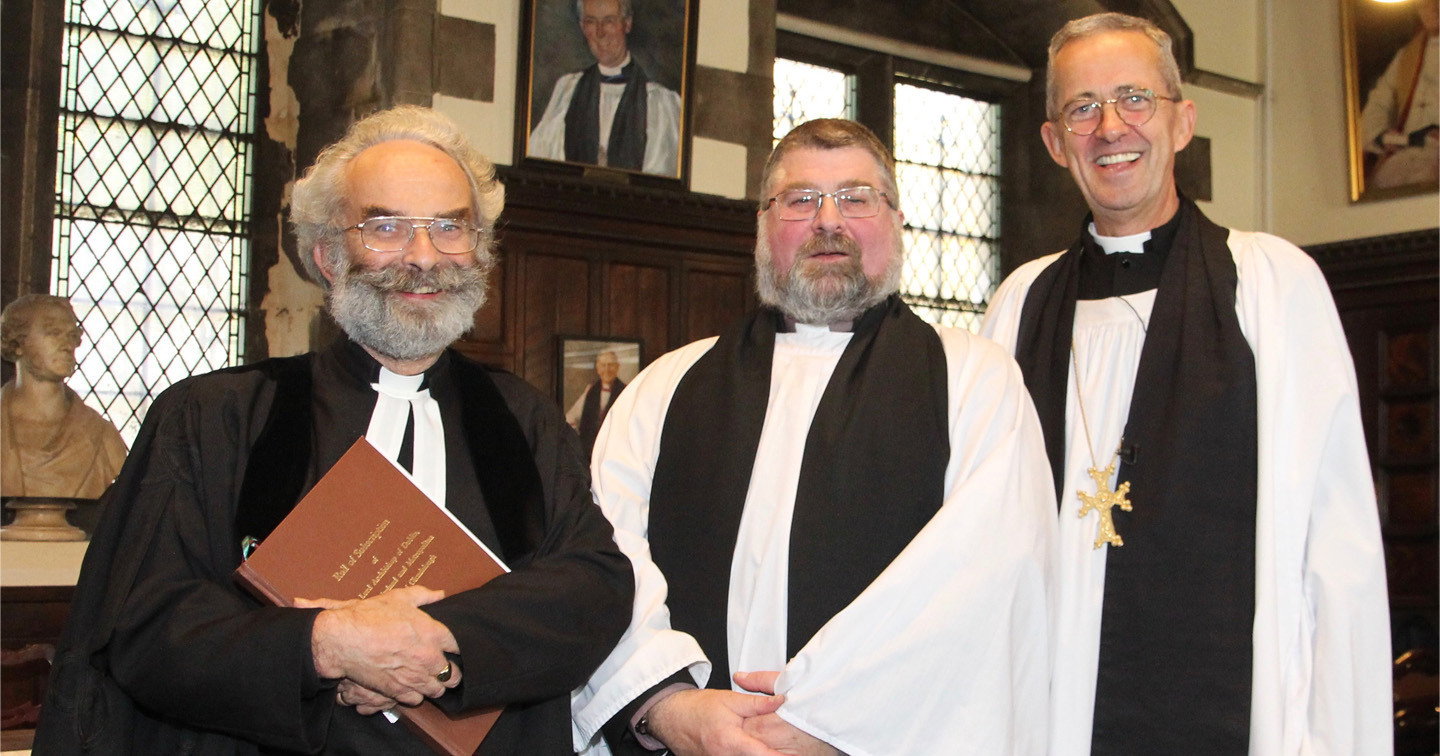 Archdeacon Neal O’Raw (centre) with deputy registrar, the Revd Robert Marshall, and Dean Dermot Dunne prior to his installation in Christ Church Cathedral, Dublin.