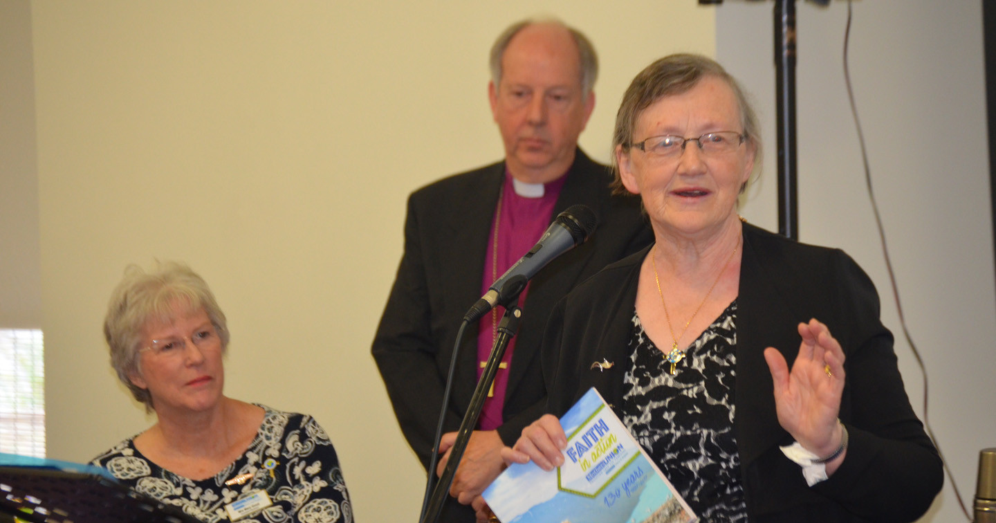 The All–Ireland President of Mothers’ Union, Phyllis Grothier (right), with the Diocesan President, Mary Good, and the Bishop of Derry and Raphoe, the Rt Rev Ken Good.