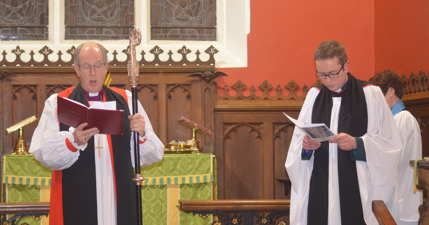 The Bishop of Derry and Raphoe, the Rt Rev Ken Good, and the Archdeacon of Donegal, the Ven David Huss, at the Service of Thanksgiving and Re–dedication in Donegal Parish Church.