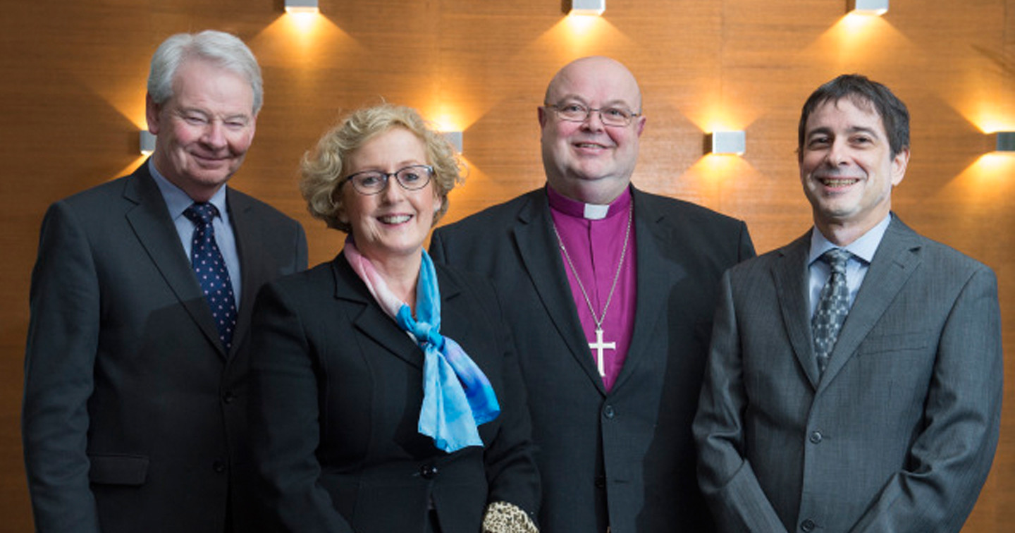David O’Brien (CEO, St Luke’s Home), Dr Marie Murphy (Consultant Physician in Palliative Medicine, Marymount Hospice), Bishop Paul Colton, and Dr Michael Bauer. Photo: Gerard McCarthy.