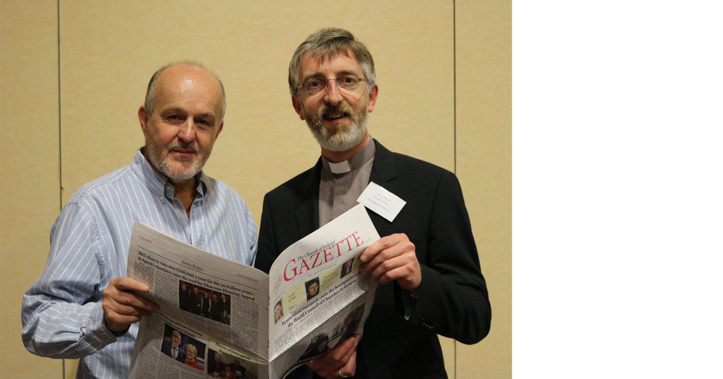 The Revd Earl Storey, new Editor of ‘The Church of Ireland Gazette’ (pictured left), with the Revd Canon John R Auchmuty, Chairman of Church of Ireland Press Ltd, publisher of the Gazette.