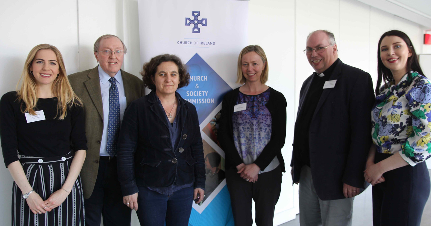 Charlotte Olhausen, Prof John Sweeney, Dr Cathriona Russell, Dr Lorna Gold, Archdeacon Andrew Orr, and Caoimhe Leppard (organiser).