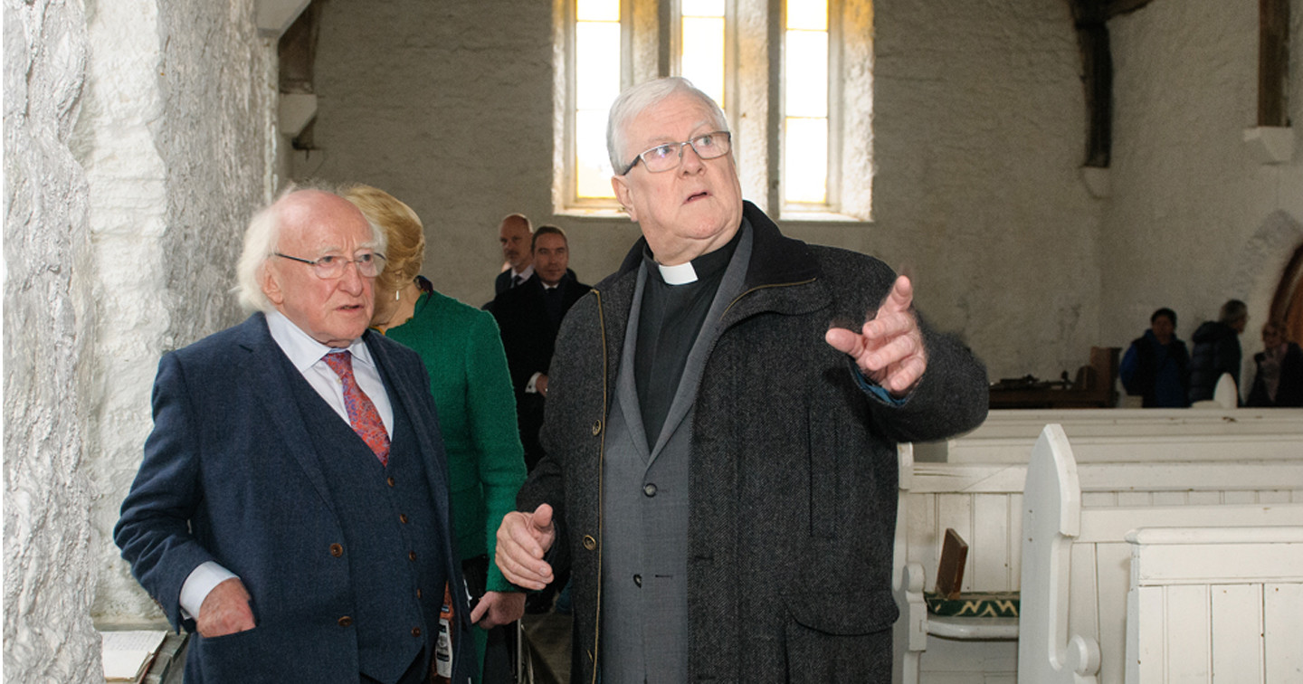 President Higgins with the Priest–in–Charge of Errislannan, the Very Revd Stan Evans.