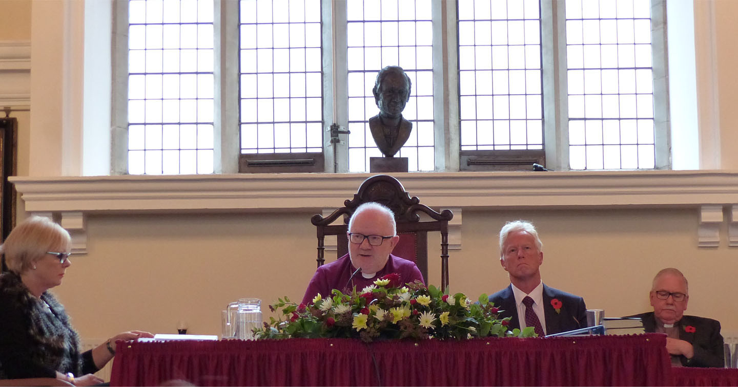 Archbishop Richard Clarke presiding during business at Armagh Diocesan Synod.