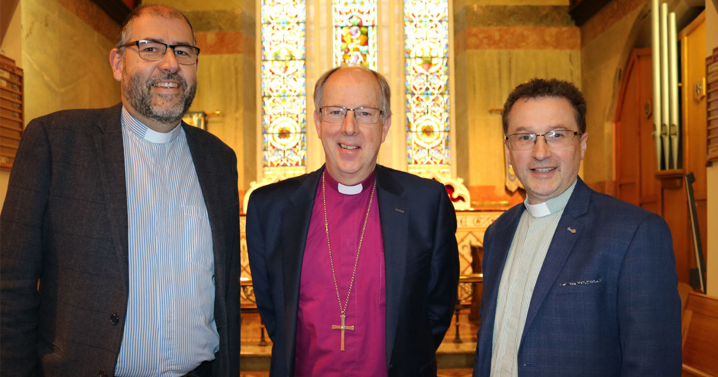 Bishop Ken Good, centre, speaker at the Connor Clergy Quiet Morning, with Archdeacon George Davison, left, and Archdeacon Paul Dundas.