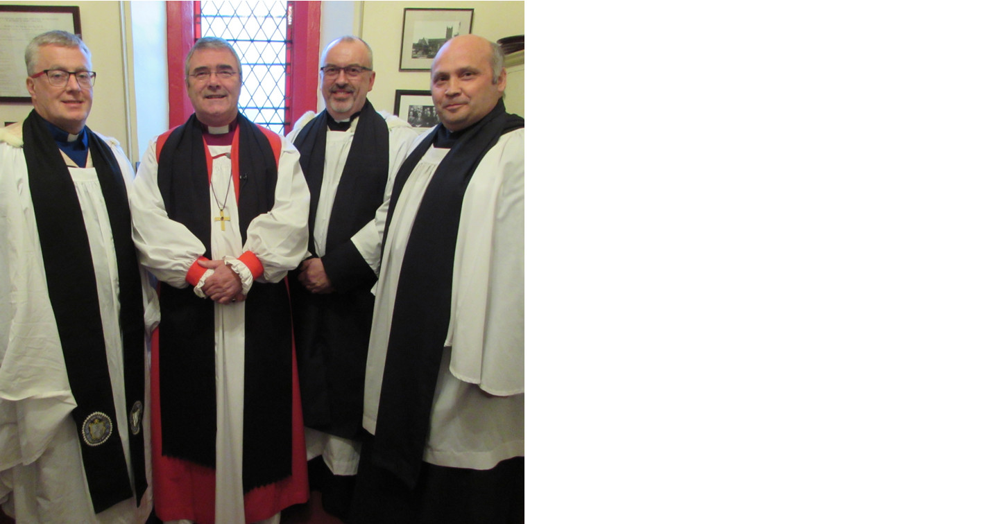 At the institution of the Revd Paul Thompson(second right) were (from left) Archdeacon Brian Harper; the Bishop of Clogher, the Right Revd John McDowell; and the Revd Alan Irwin, Rural Dean of Kesh.