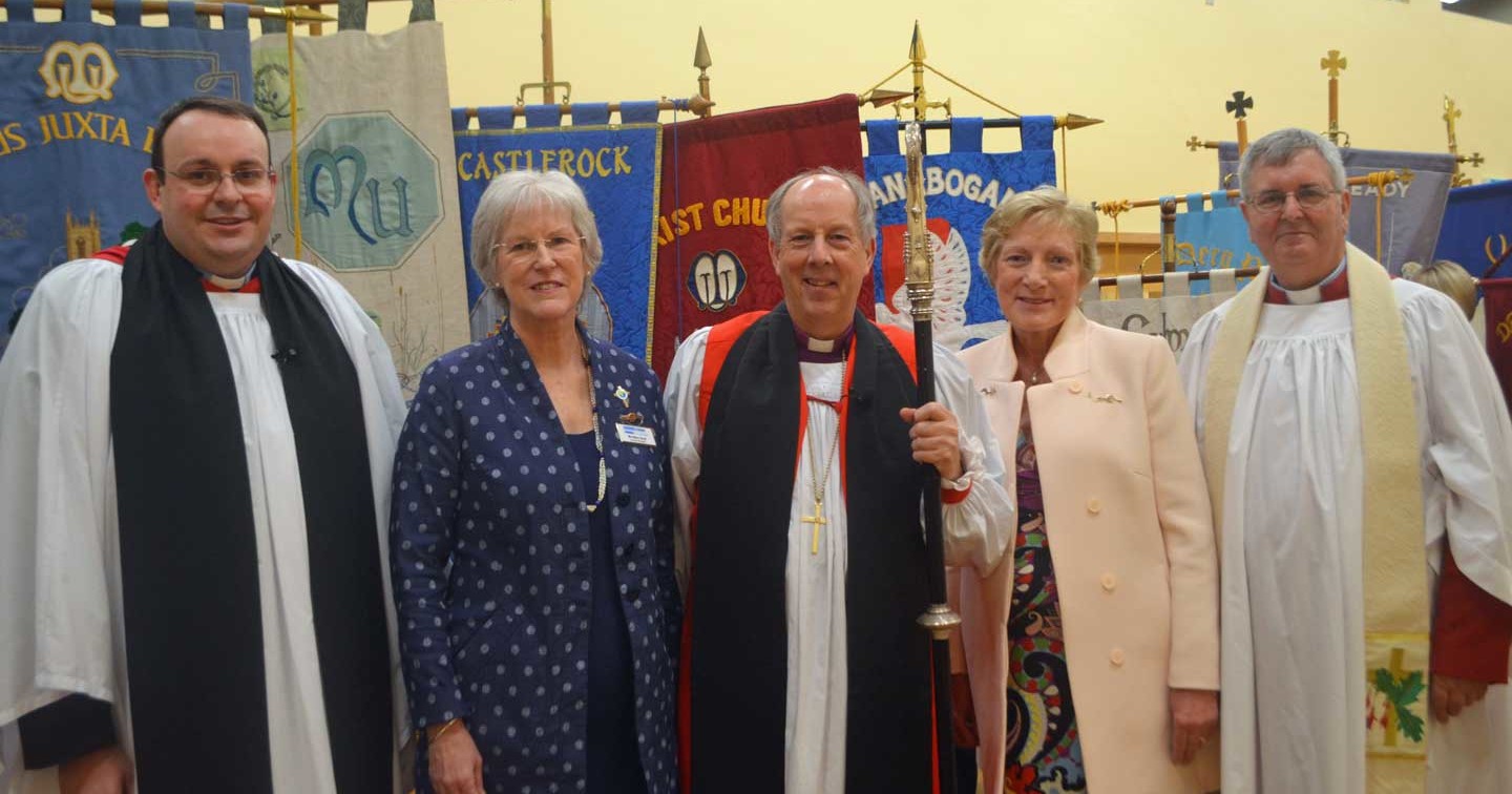 Rev Mark Lennox (Bishop’s Curate), Mrs Mary Good (Diocesan President, Derry and Raphoe Mothers’ Union), Rt Rev Ken Good (Bishop of Derry and Raphoe), Lady Eames (former Worldwide President, Mothers’ Union), Rev Canon Harold Given (Diocesan Chaplain, Derry and Raphoe Mothers’ Union).