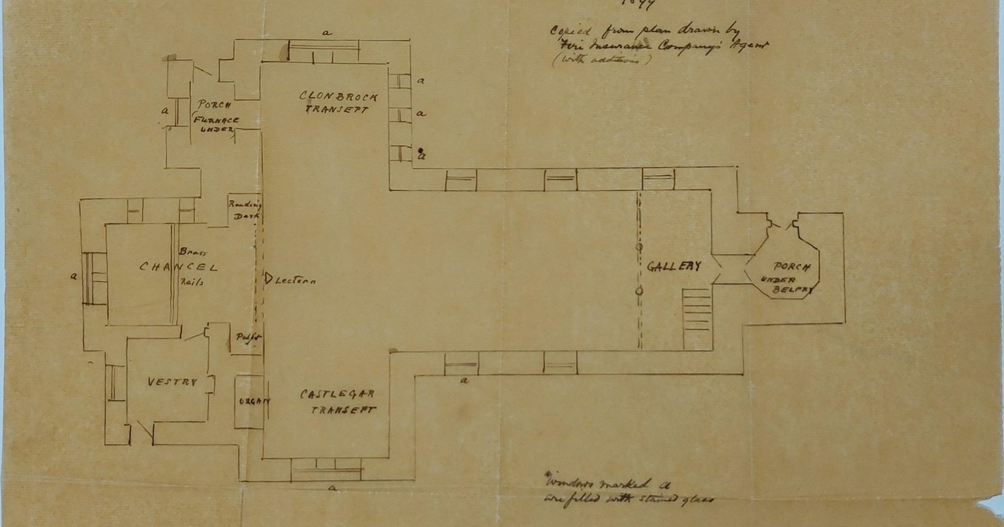 Ground Plan of Ahascragh Church, 1899. RCB Library, P/1218/15