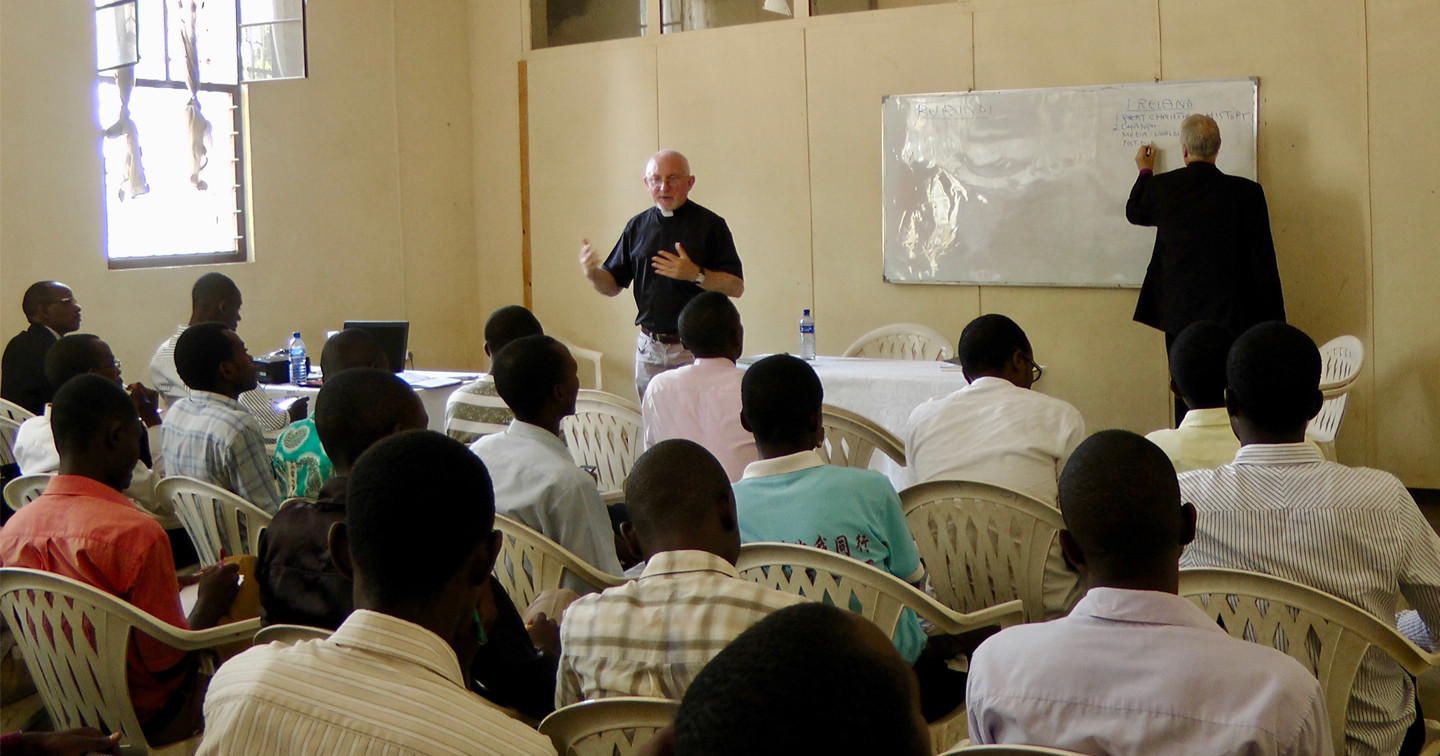 The Revd Dr Paddy McGlinchey teaching at Bujumbura Christian University. Photo (c) CMS Ireland.