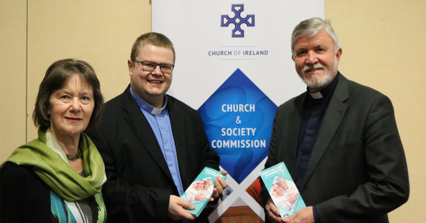 The Revd Adrian Dorrian, Chairman of the Church and Society Commission (centre), with Mrs Gillian Kingston, Methodist Church in Ireland representative at General Synod, and the Revd Bill Mullaly, President of the Methodist Church in Ireland.