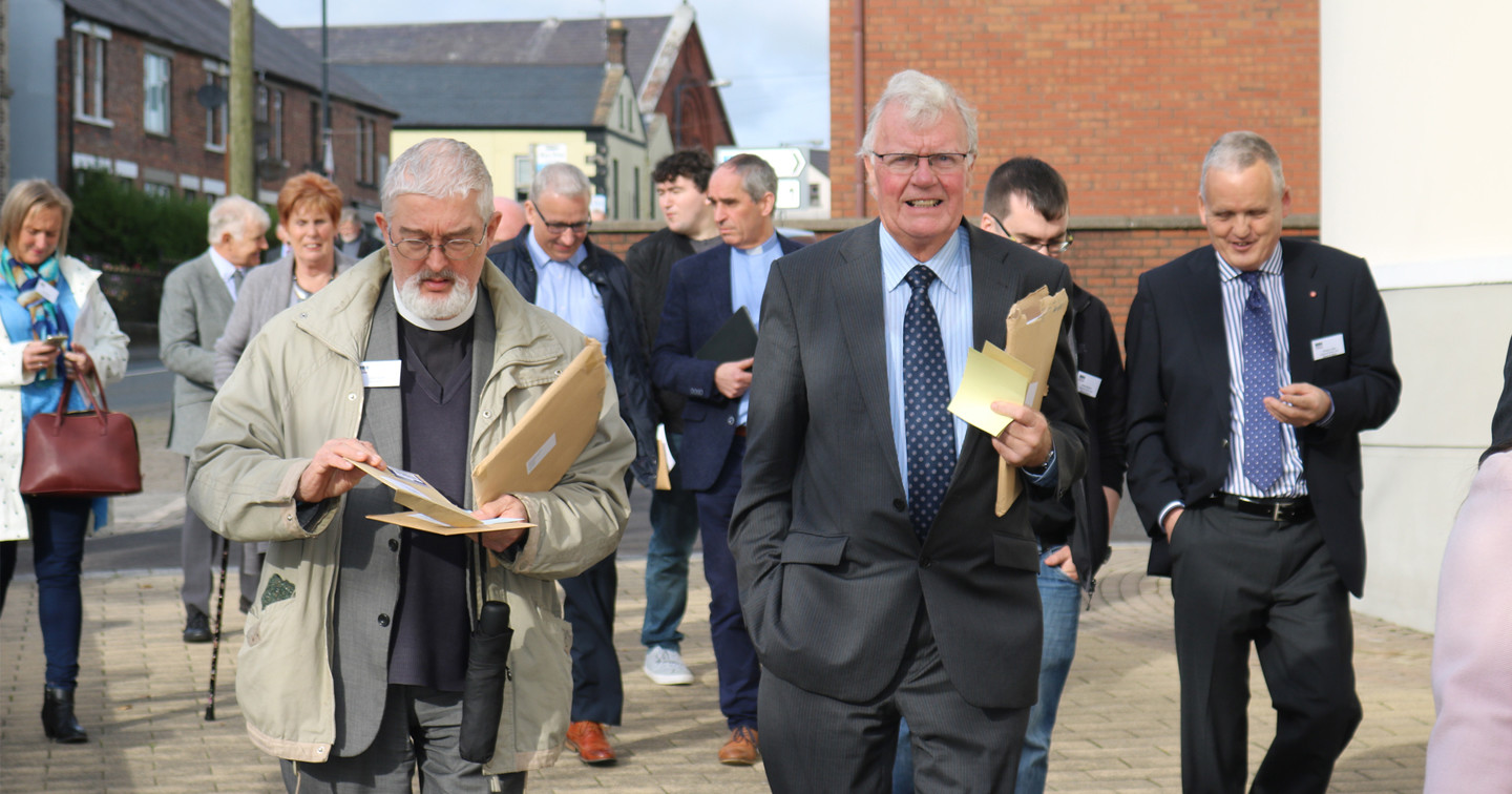 Connor Synod members arriving at Carrickfergus Methodist Centre following Holy Communion in St Nicholas, Carrickfergus.