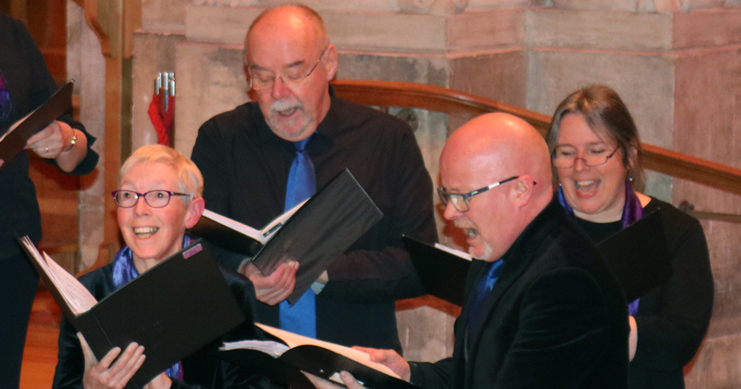 Dave Stewart, front right, founder of Jubilate! and Voices Together, with a section of the Jubilate! choir.
