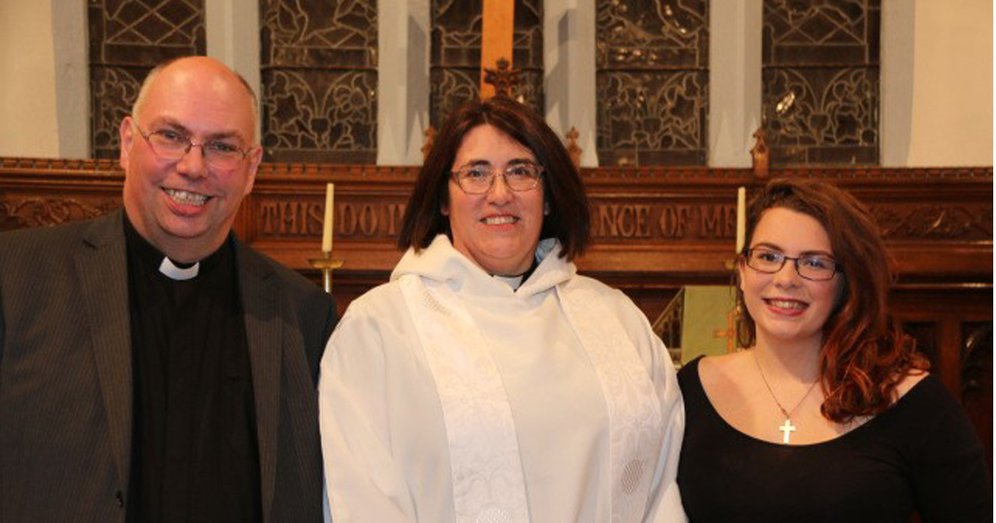 The Very Reverend Susan Green (centre) with her husband, Archdeacon Andrew Orr, and their daughter, Rachel.