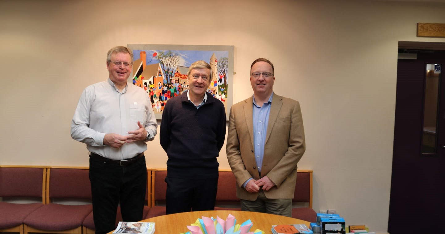 The Revd Nigel Baylor (Rector of Jordanstown), Martyn Payne (Bible Reading Fellowship) and Dr Peter Hamill (Board of Education).