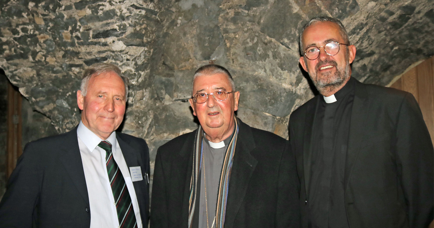 The Revd Dr Adrian Empey, Archbishop Diarmuid Martin and Dean Dermot Dunne in the crypt at the launch of ‘The Church of Ireland and its past: history, interpretation and identity’.