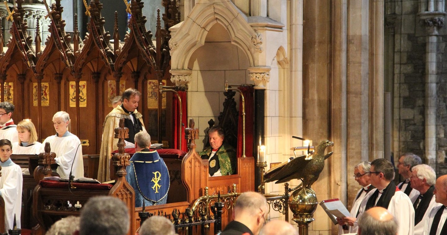 The Very Revd William Morton is installed as Dean of St Patrick’s Cathedral by the Precentor, Canon Peter Campion.