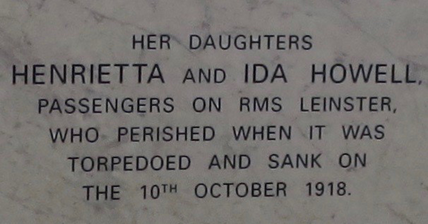 Bishop Paul Colton unveiled a memorial to Henrietta and Ida Howell who died in the sinking of RMS Leinster.