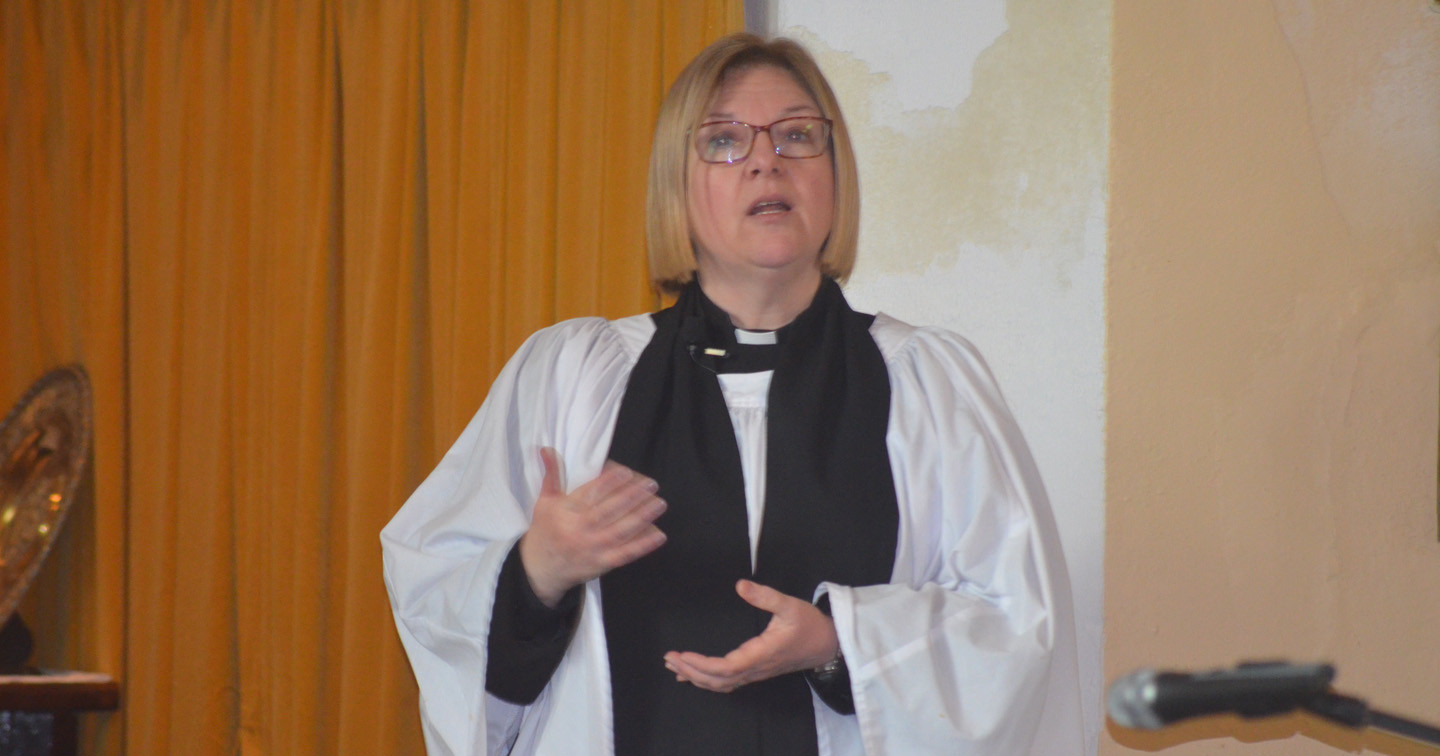 The Bishop’s Curate serving the Moville Group, the Rev Suzanne Cousins, during Sunday's Service of Morning Prayer in St Finian's Church.