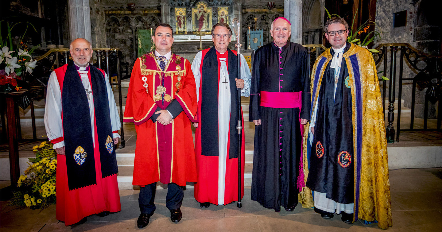 The Rt Revd David Chilliingworth, Mayor James Collins, Bishops Kenneth Kearon and Brendan Leahy, and Dean Niall Sloane pictured at the Service.