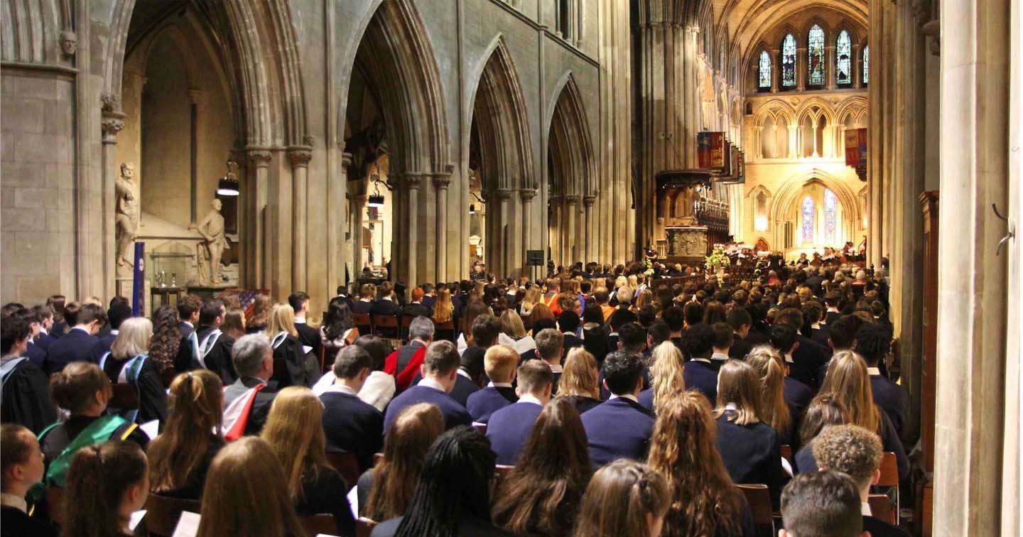 There was standing room only in St Patrick's Cathedral for the 350th anniversary service of the King's Hospital School.