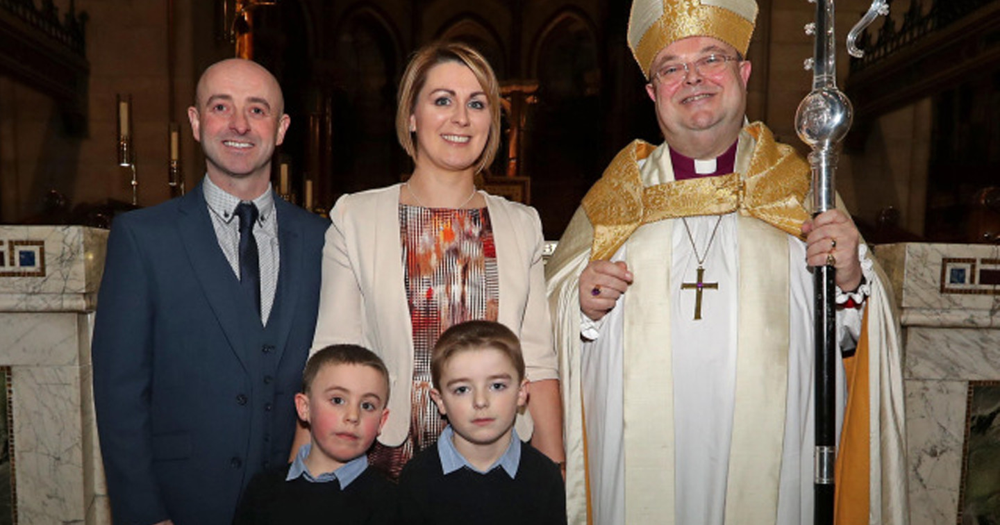 The Connolly family with the Bishop. Picture: Jim Coughlan.
