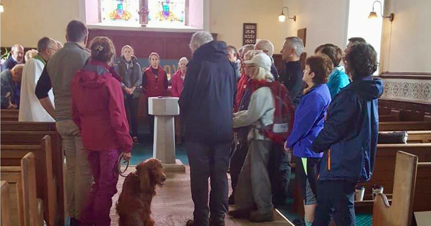 Some of the pilgrims who undertook the full Camino de Glendalough received a blessing in St Kevin's Church, Hollywood.
