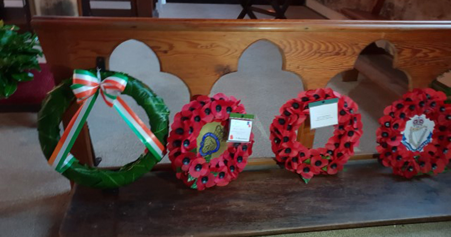 Some of the many wreaths laid in the newly dedicated Chapel of Remembrance.
