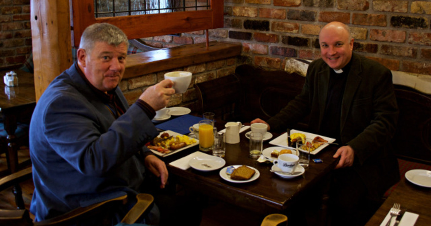 John Creedon got to have breakfast too, with Archdeacon Adrian Wilkinson.