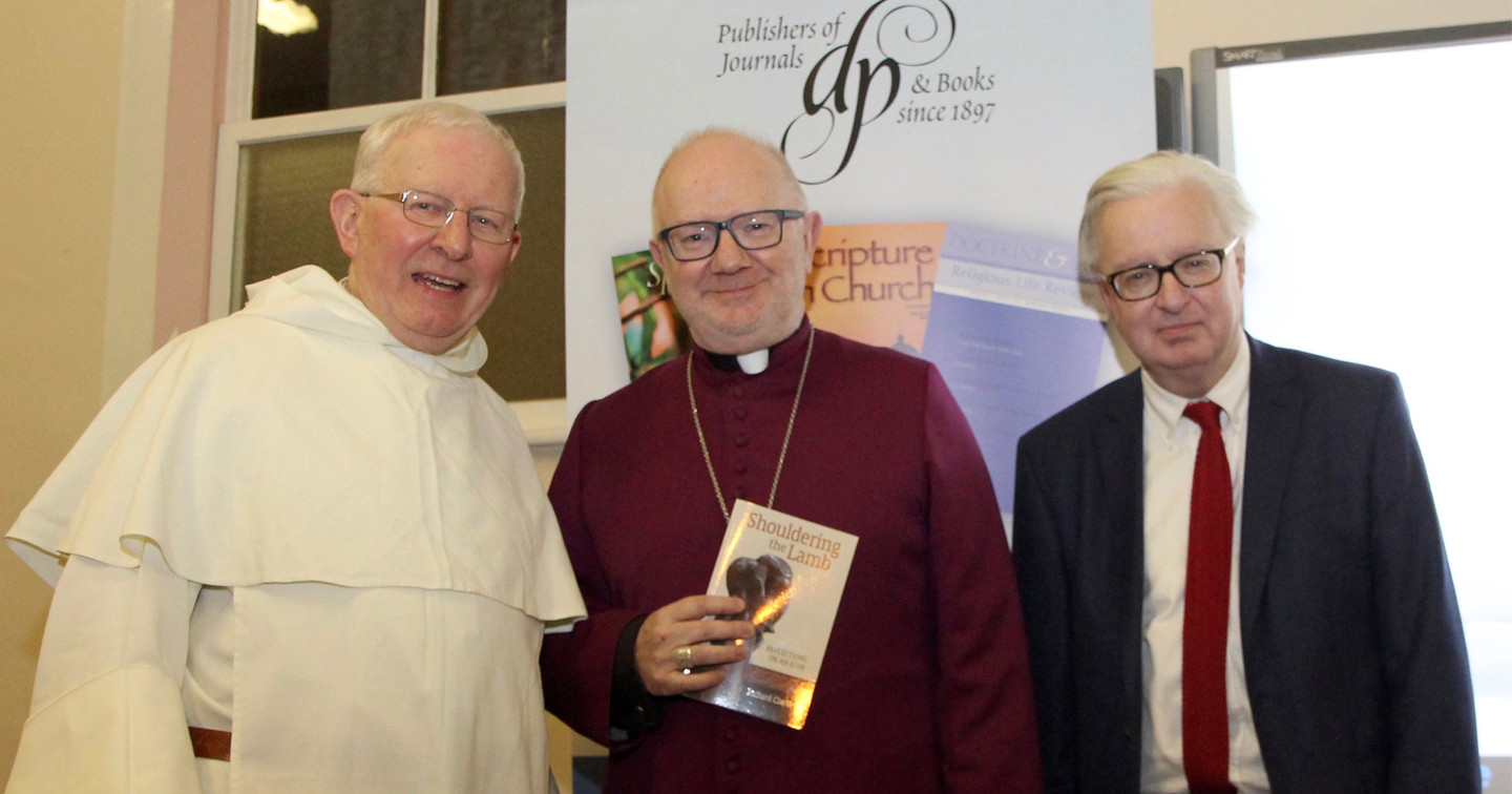 Bernard Tracey OP, of Dominican Publications, Archbishop Richard Clarke, and Aidan Mathews, poet and broadcaster.