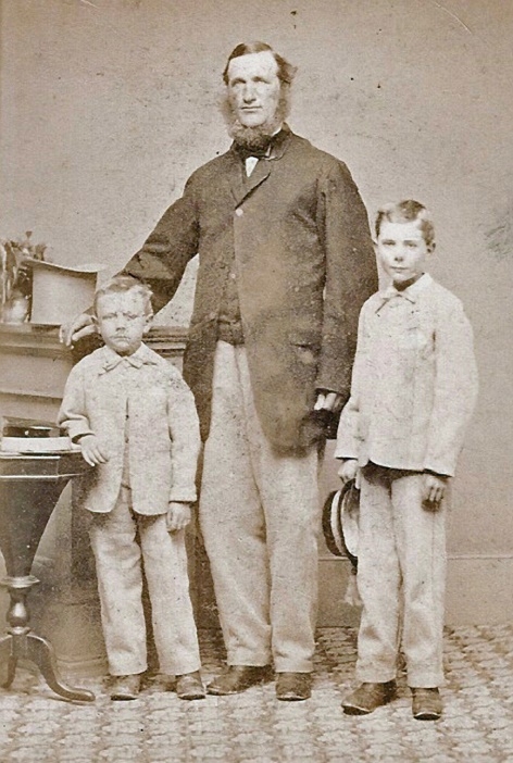 Michael Taylor, Ardrahan c.1864, with sons Samuel (L) and James, courtesy of Eleanor Finn (nee Taylor).