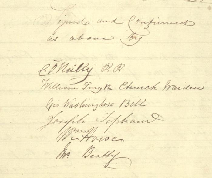 Signature of C O'Reilly, PP at the vestry meeting of May 1841