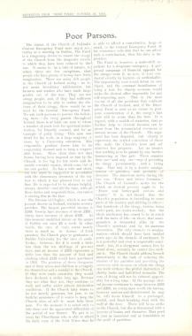 ‘Poor Parsons' – an article on clergy stipends with a touch of sarcasm, published in The Irish Times in 1919 (MS1043/8.9)