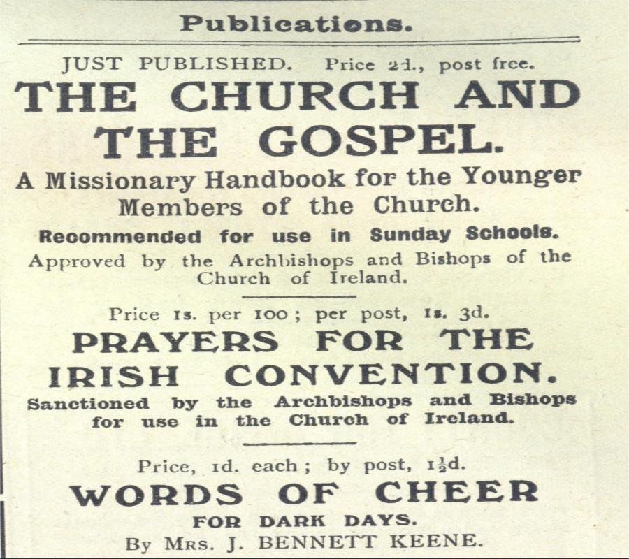 Prayers for the Irish Convention, as advertised in the Church of Ireland Gazette, 20 July 1917