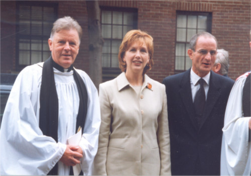 President Mary MacAleese attending one of her first official engagements at St Patrick's alongside Canon Desmond Sinnamon Chancellor - Taken from RCB Library C2.6.3