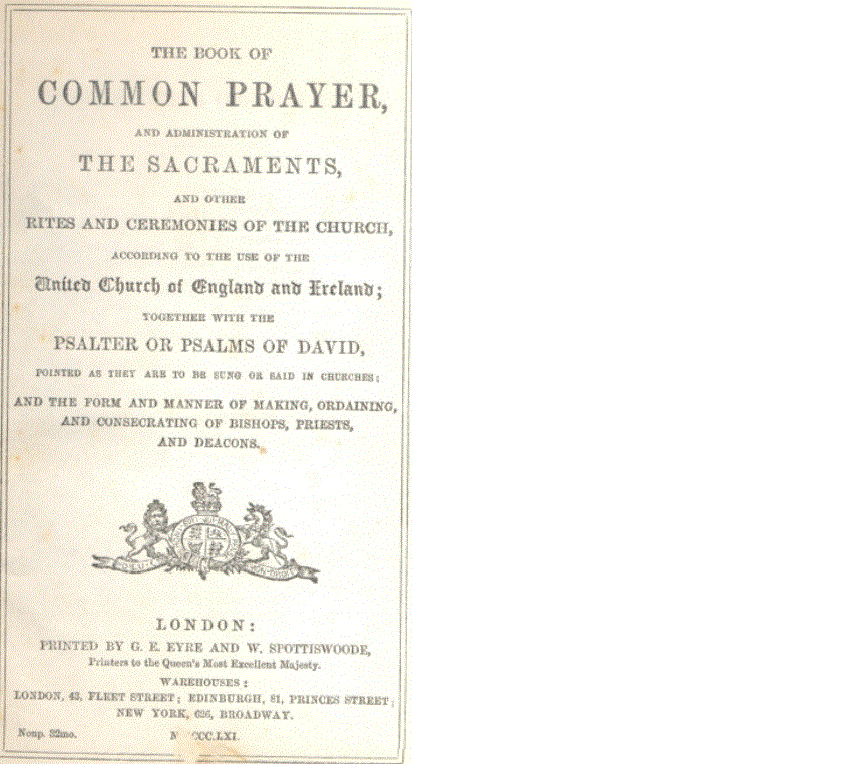 The title page of Eleanor Draper's 'Book of Common Prayer'.