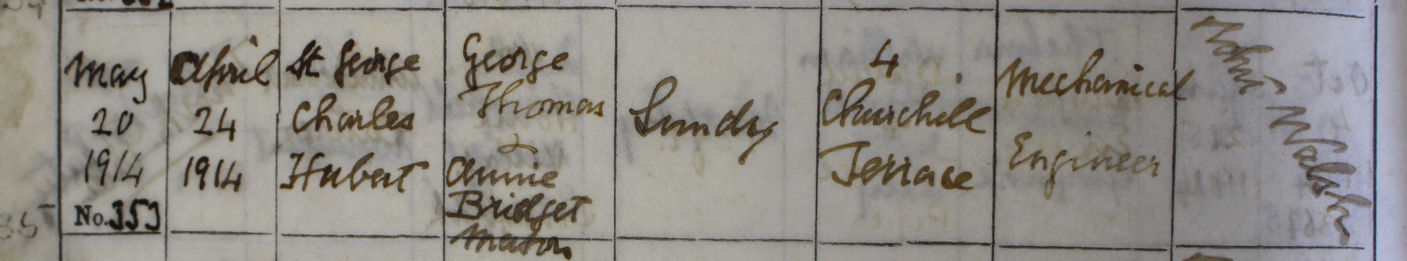 The baptism record for St George Lundy, St Mary's, Donnybrook. RCB Library P246.2.2