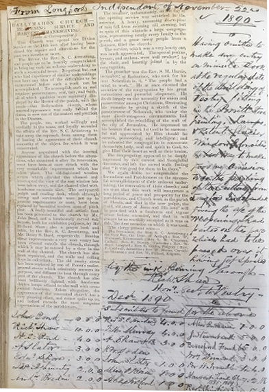 Select Vestry Minutes, Shrule, December 1890. RCB Library, P1/5/2