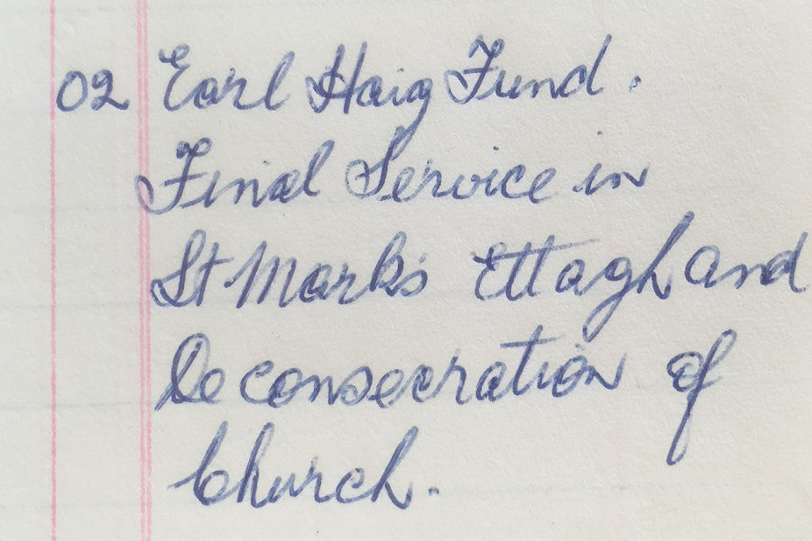 Final entry in Preachers Book, 9 Nov. 1975. RCB Library, P381/8/5.