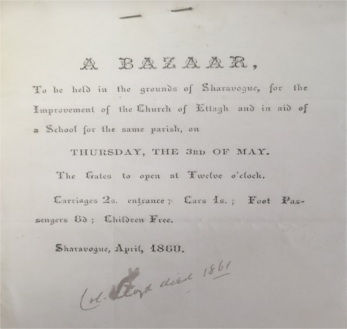 Flyer for fundraising bazaar, April 1860. RCB Library, P381/5/2
