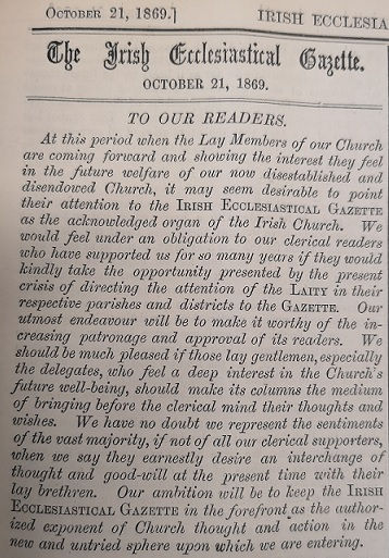Irish Ecclesiastical Gazette, 21 Oct. 1869